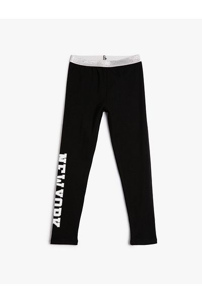 Koton Leggings Printed Glitter Elastic Waist Cotton