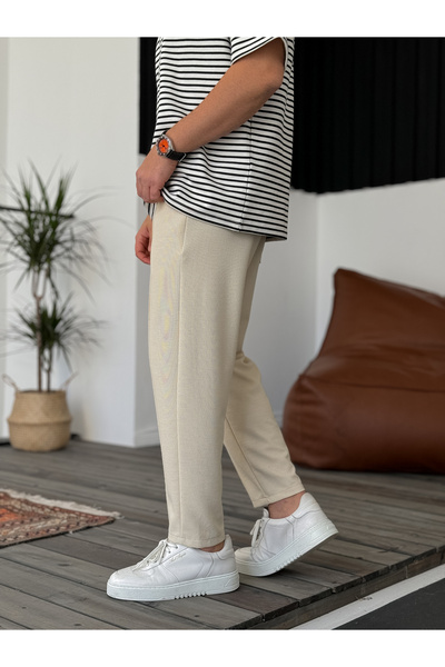 BYBASICMAN Bej Dikişli Waffle Kumaş Pantolon KE-5036/5043