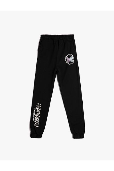 Koton Jogger Sweatpants with Elastic Waist, Pockets and Print Detail