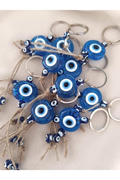 Hd Marketim Breloc cu mărgele de ochi albastru transparent - 10 bucăți de och...