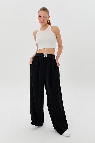 Nish&Chic Satin Palazzo Trousers - Elastic Waist