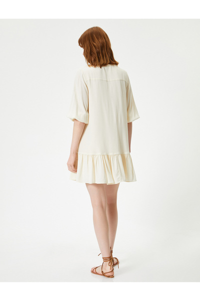 Koton Μίνι φόρεμα με μπαλόνι με φούντα με λεπτομέρεια βισκόζη