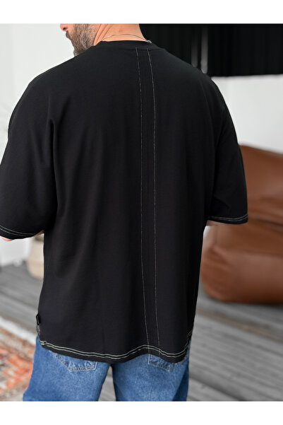 BYBASICMAN Black Puzzle Embroidered Oversize T-Shirt JJ-262