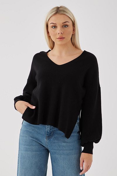 Fashion Friends Pulover cu decolteu în V negru