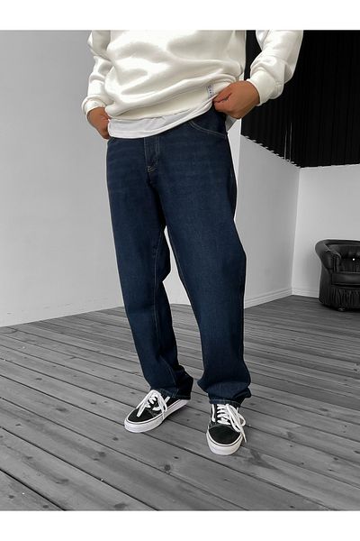 BYBASICMAN Navy Blue Washed Baggy Jean Gj-16369/16429