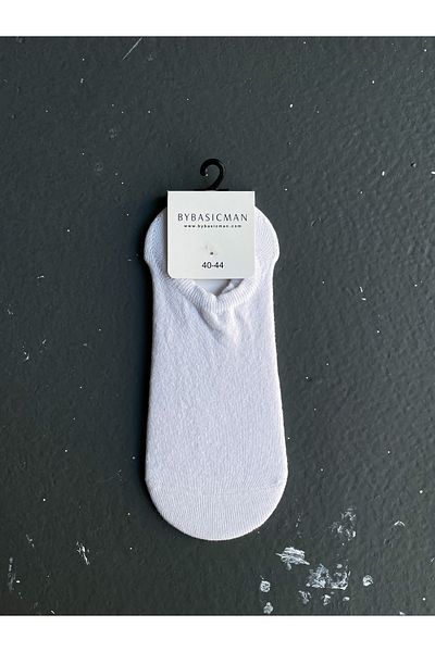 BYBASICMAN White Basic No-Show Socks
