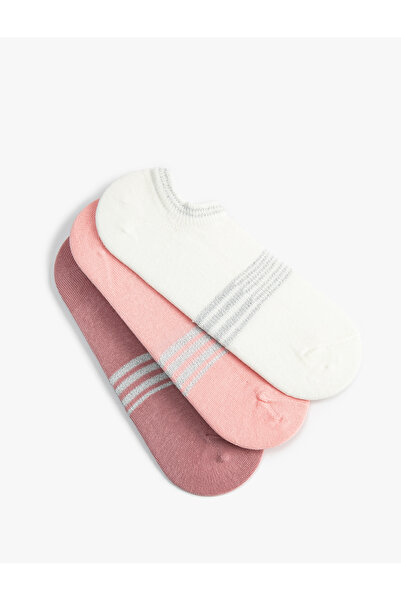 Koton Gestreiftes 3-teiliges Booties-Socken-Set Mehrfarbig