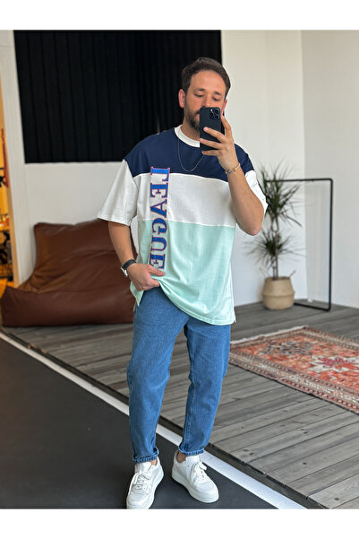 BYBASICMAN Lacivert League Nakışlı T-Shirt JJ-01