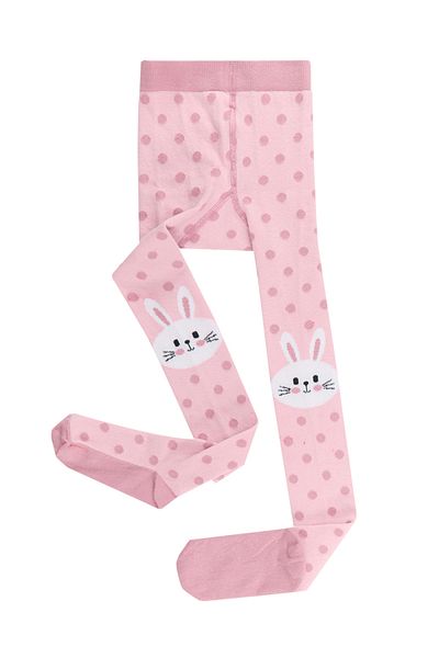 Denokids Dicke rosa Kinderstrumpfhose mit Kaninchen-Punktmuster