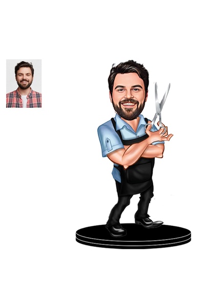 Genel Markalar Kişiye Özel Bay Terzi Figürlü 3D Ahşap Biblo