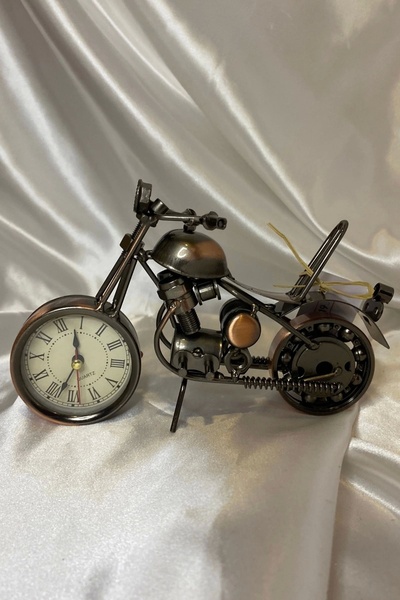 RaHan Motor Metal Saat El Yapımı Biblo Kalemlik Motosiklet