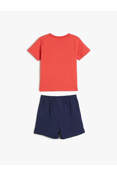 Koton Summer Themed Printed Shorts T-Shirt Set Cotton