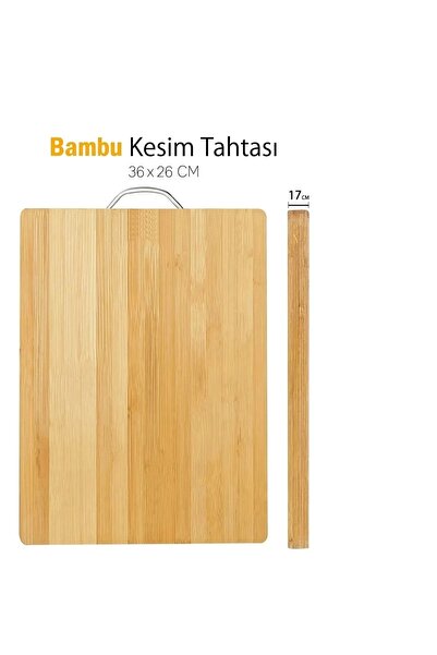 Berdina Home Bambu Metal Saplı Kesim Panosu Et Ekmek Sebze Meyve Kesim Tahtası