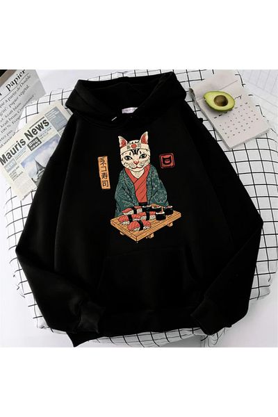 Touz Moda Anime Sushi Cat Oversize Hoodie