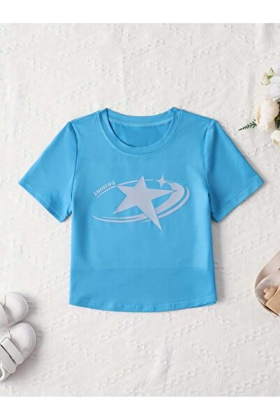 Toum Enya Takı Casual Star Принт Кроп Блузка