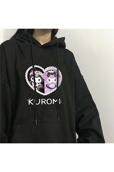 Touz Moda Φούτερ με στάμπα Heart Kuromi με μαύρη κουκούλα