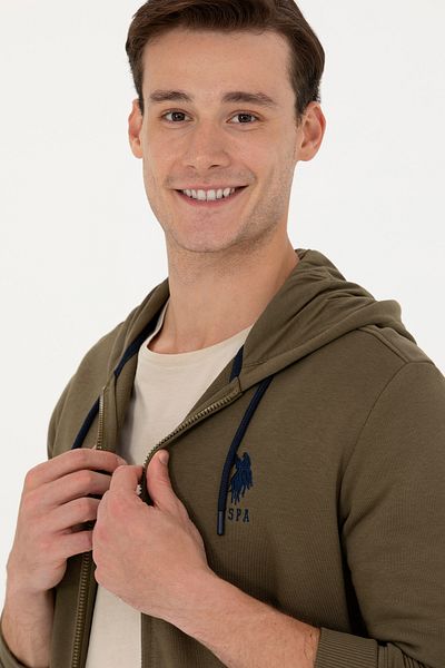 U.S. Polo Assn. Ανδρική πλεκτή ζακέτα χακί 50269401 -vr027