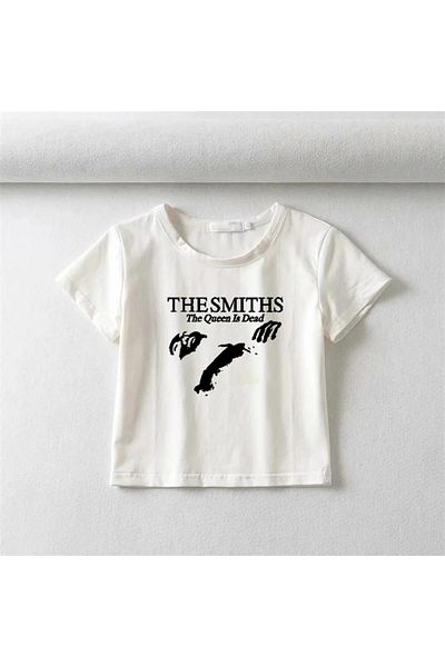 weywot Y2k The Smiths Printed White Crop - Worm Boutique