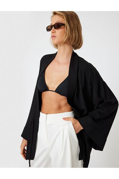 Koton Leinenmischung - Kimono mit 3/4-Ärmeln und Gürtel