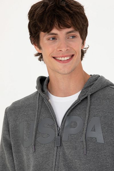 U.S. Polo Assn. Men's Anthracite Melange Knitted Cardigan 50269394 -Vr081