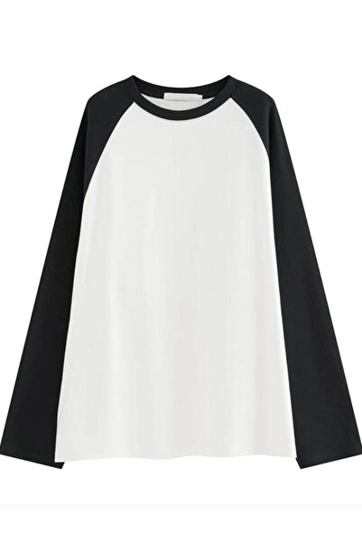 Toum OnlyMoon  Vintage Reglan Uzun Kollu Beyaz T-Shirt