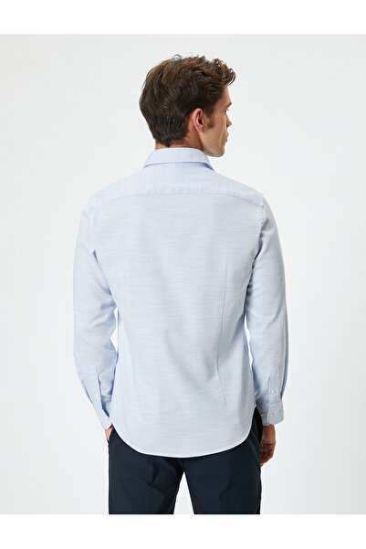 Koton Klasik Yaka Düğmeli Pamuklu Uzun Kollu Slim Fit Gömlek