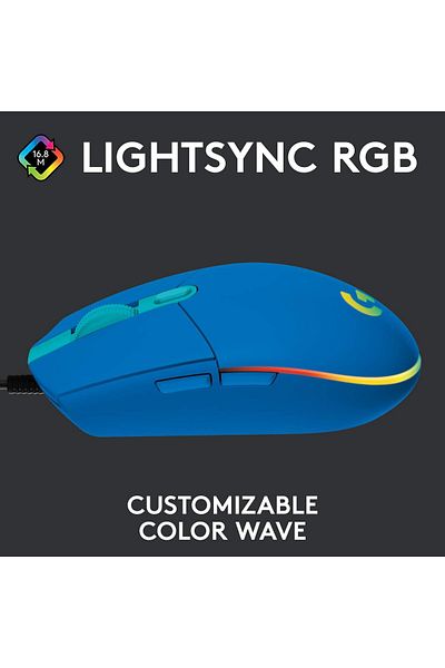Logitech G Logitech G203 2nd Gen Wired Gaming Mouse, 8,000 DPI, Rainbow Optical Effect LIGHTSYNC RGB, 6 Program