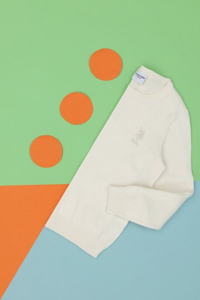 U.S. Polo Assn. Girl's Cream Basic Sweater 50269399 -Vr071