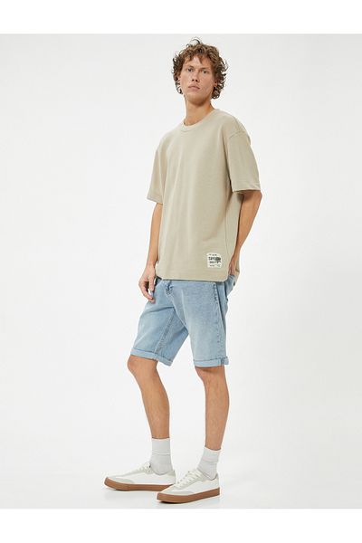 Koton Bavlněné Slim Fit bermudské džínové šortky - detail do kapsy