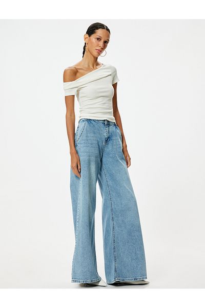 Koton Tričko Slim Fit s krátkým rukávem mimo ramena