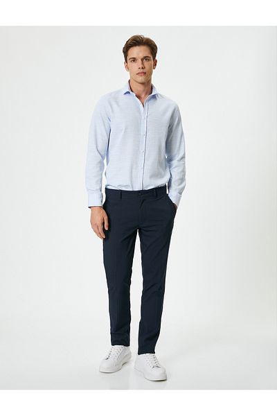 Koton Slim Fit pamut ing - klasszikus galléros, hosszú ujjú, gombos