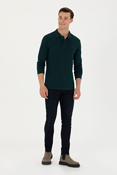 U.S. Polo Assn. Ανδρικό φούτερ σε σκούρο πράσινο χρώμα - Βασικό μοντέλο 50269405 -VR079