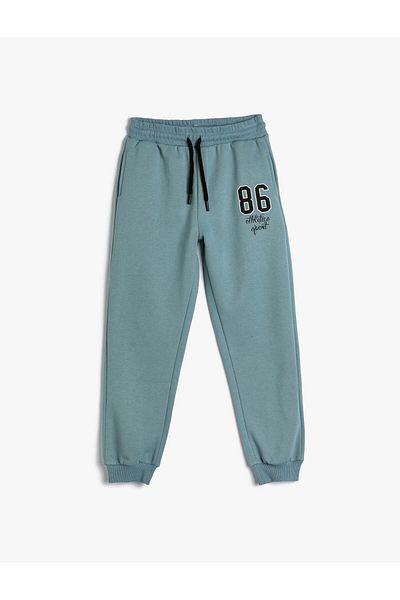 Koton College Jogger Sweatpants with Drawstring Waist Tie Pocket