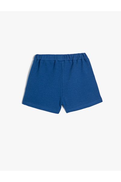 Koton Cotton Textured Basic Shorts - Pockets and Waist Ties