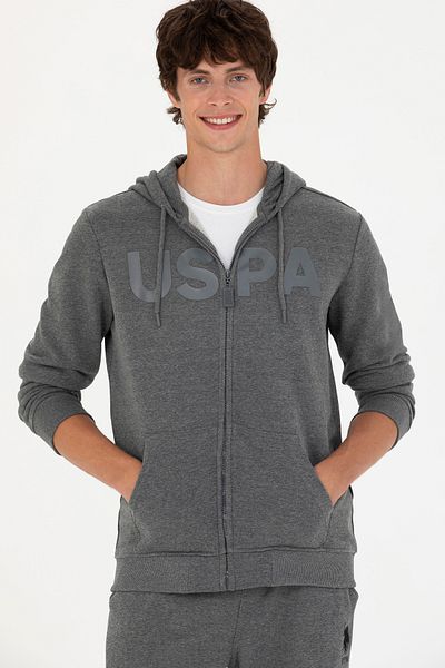 U.S. Polo Assn. Men's Anthracite Melange Knitted Cardigan 50269394 -Vr081