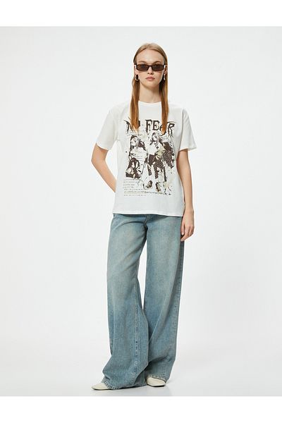 Koton Cotton Anime T-Shirt - Short Sleeve, Crew Neck, Relax Fit