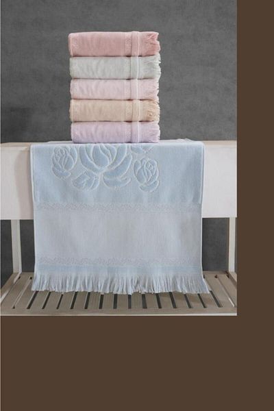 Fiesta 50x90 Soft Etam's Bordered Velvet Jacquard Πετσέτες ποδιών 12 τμχ - Ποικιλία - Standard