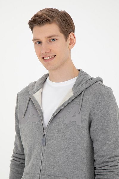 U.S. Polo Assn. Ανδρική ζακέτα πλεκτή σε γκρι μελανζ 50269394 -vr086