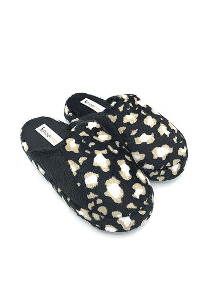 shoemio Γυναικείες παντόφλες σπιτιών Leona Black/Ecru