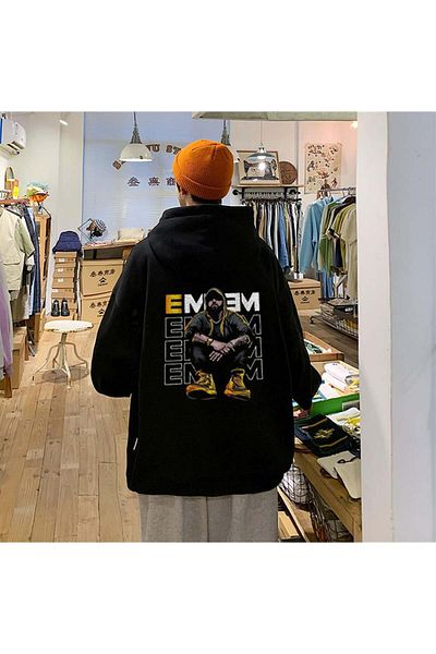 Touz Moda Φούτερ με κουκούλα με κουκούλα ραπ με μαύρο Unisex