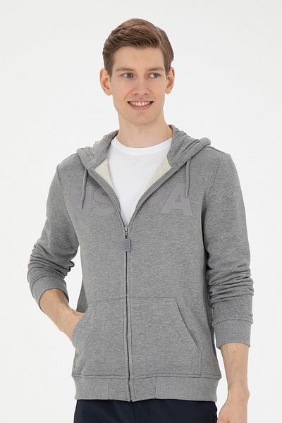 U.S. Polo Assn. Ανδρική ζακέτα πλεκτή σε γκρι μελανζ 50269394 -vr086