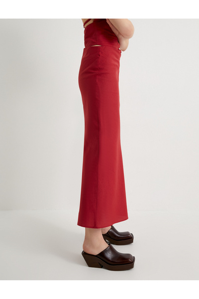 Koton Uzun Keten Kalem Etek Standart Bel