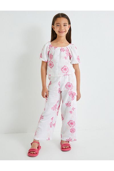 Koton Cotton Cargo Pocket - Floral Patterned Trousers
