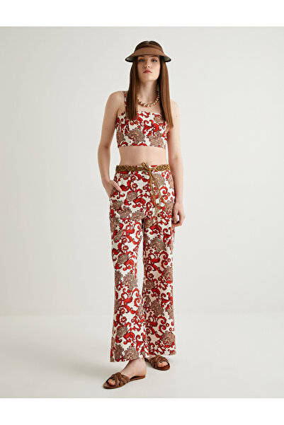 Koton Melis Ağazat - Floral Patterned Strappy Crop Bustier