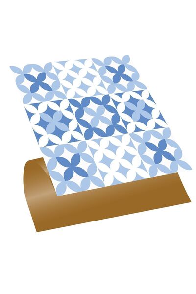 TİNK Kendinden Yapışkanlı Mavi Çiçek Desenli Pvc Karo 30x30 Cm (11 ADET) 1m2