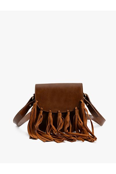 Koton Τσάντα χιαστί από συνθετικό δέρμα Suede Look - Φουντωτό κάλυμμα