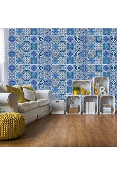 TİNK Kendinden Yapışkanlı Mavilim Desenli Pvc Karo 15x15 Cm 10'lu Paket