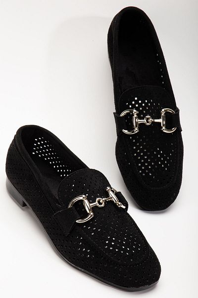 Moda Asmira 401 Black Suede Perforated Casual Women's Ballerinas