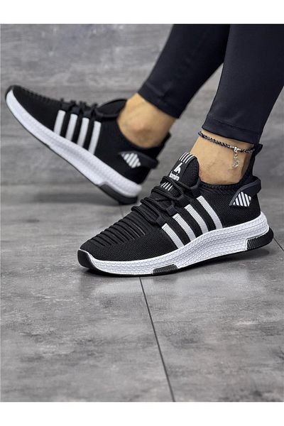 homiro Tricotaj de damă alb-negru Pantofi sport - cu șireturi