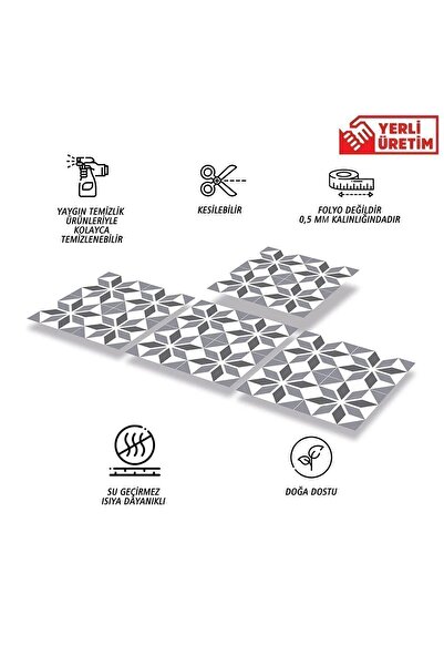 TİNK Kendinden Yapışkanlı Mutfak Kaplama Geometrik 028 Desenli Pvc Karo 30x30 Cm (11 ADET) 1m2